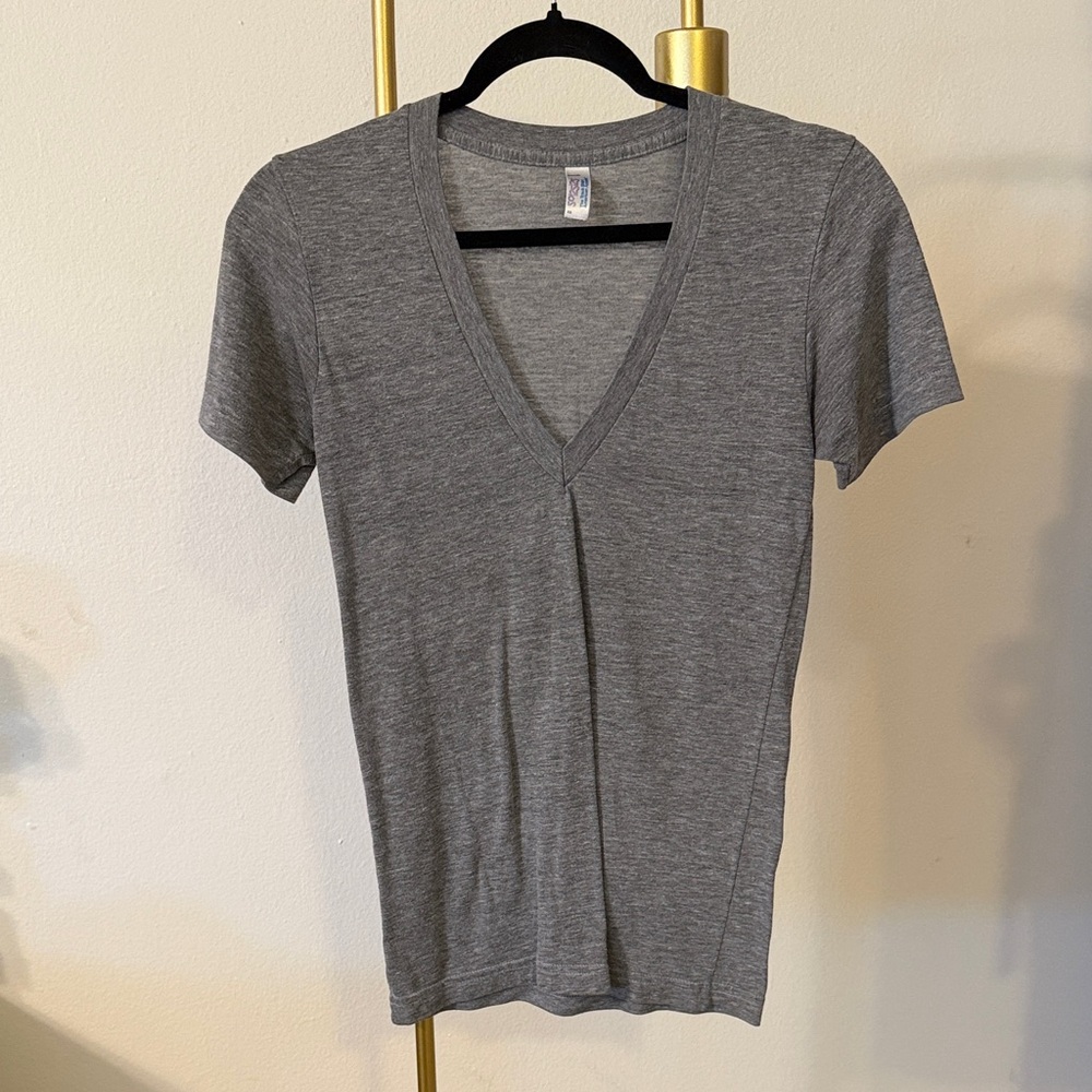American Apparel Charcoal V-Neck Tee